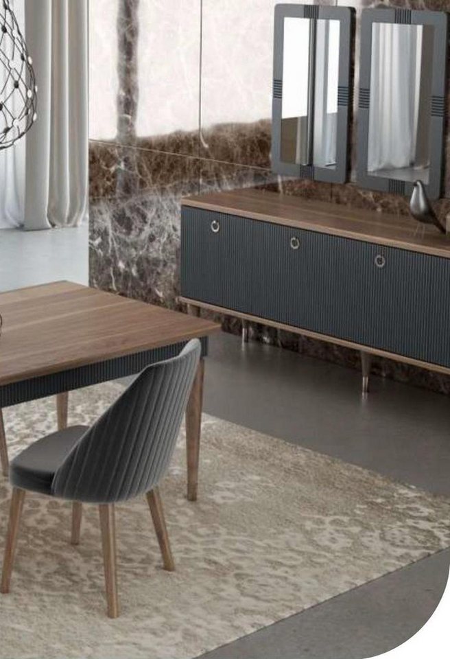 JVmoebel Esszimmerstuhl Grauer Moderner Luxus Stuhl Stühle Einsitzer Holzmöbel Küchenstühle (1 St), Made in Europa von JVmoebel
