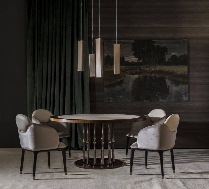 JVmoebel Stuhl Gruppe Stühle Garnitur Textil Stoff Holz Gepolsterte Esszimmer Stühle, Made in Europa von JVmoebel