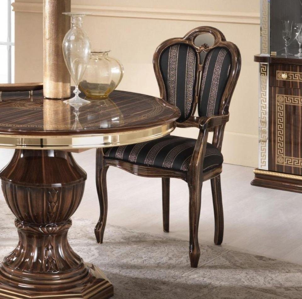 JVmoebel Stuhl Luxus Stuhl mit Armlehne Design Stuhl Textil Möbel Einsitzer Holz von JVmoebel