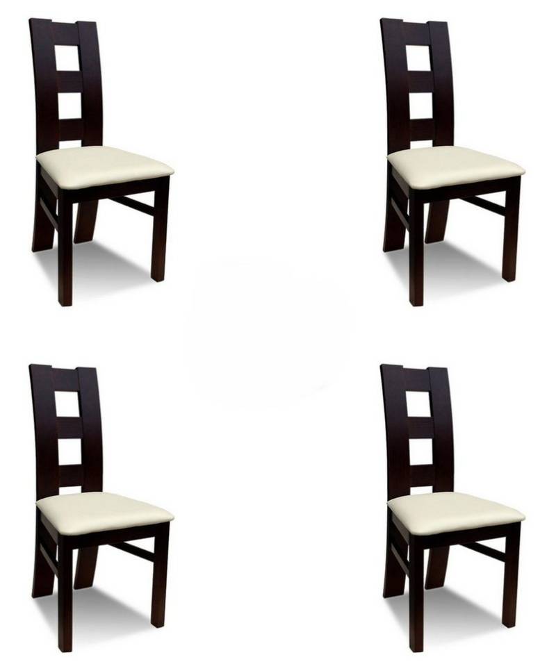 JVmoebel Küchenstuhl Set 4x Stuhle Polster Massiv Holz Küche Esszimmer Stühl Sitz neu Braun, Made in Europa von JVmoebel