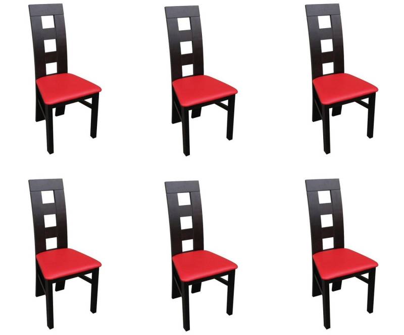 JVmoebel Stuhl Set 6x Sessel GruppeTextil Polster Stühle Gastro Esszimmer Stoff Rot, Made in Europa von JVmoebel