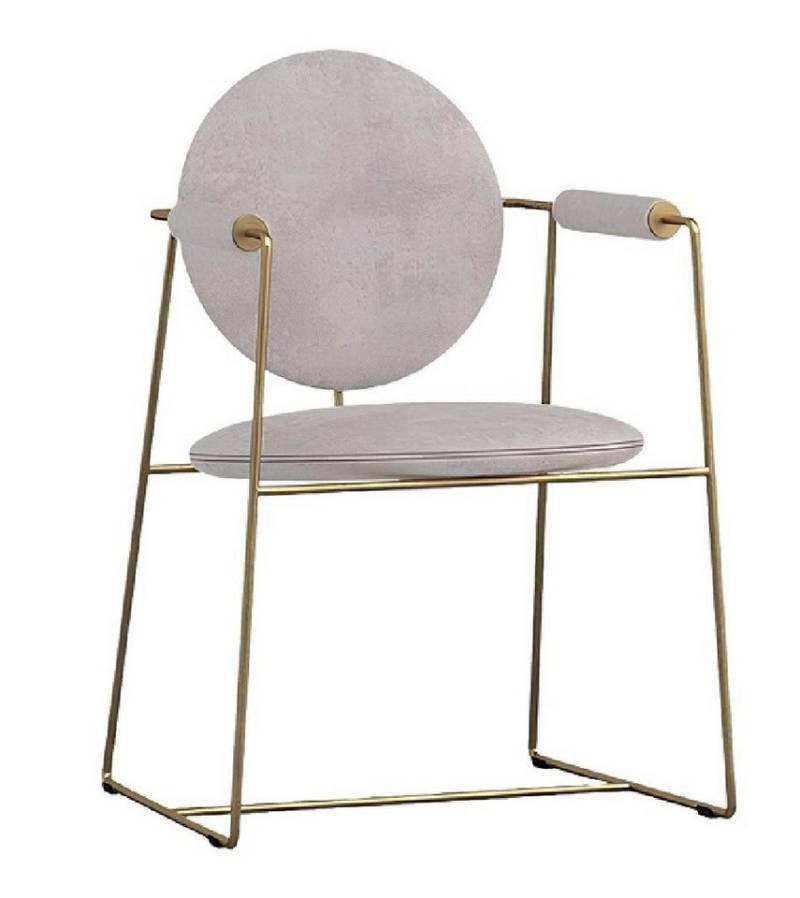 JVmoebel Armlehnstuhl Weißer Luxus Stuhl Mit Armlenhen Esszimmer Möbel Edelstahlgestell Stil, Made in Europa von JVmoebel