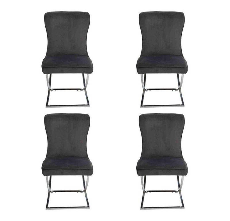 JVmoebel Stuhl Сhesterfield Schwarz 4x Stühle Ohne Armlehnen Metallrahmen Esszimmer, Made in Europa JVmoebel Stuhl Сhesterfield Schwarz 4x Stühle Ohne Armlehnen Metallrahmen Esszimmer, Made in Europa von JVmoebel