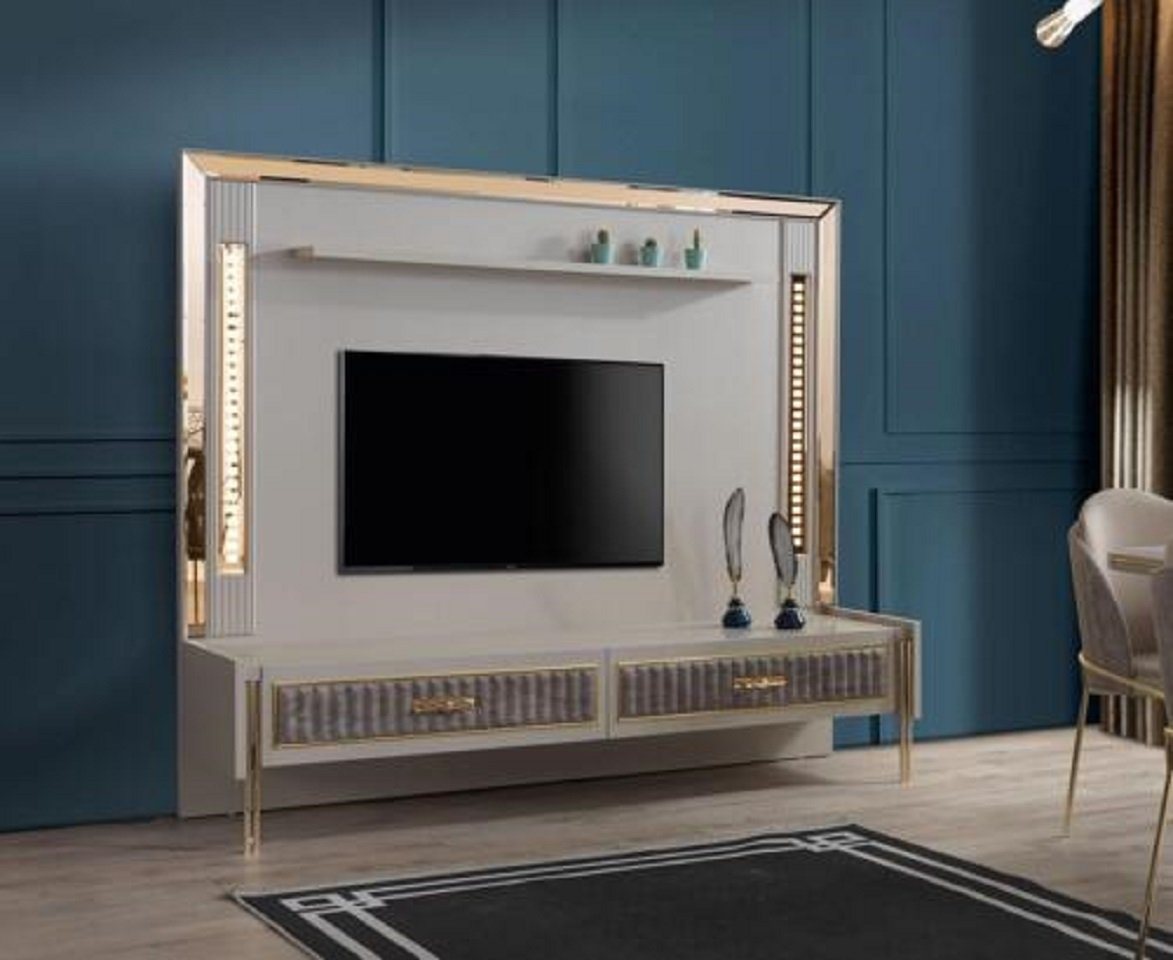 JVmoebel TV-Wand Designer TV Wand Luxus Möbel Beige Modern rtv Fernseher Wand, (1-St., TV Wand), Made in Europe von JVmoebel