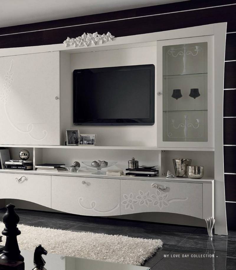JVmoebel TV-Wand TV Sideboard Holzkommode für Fernsehgeräte in Weiß, Made in Europa von JVmoebel
