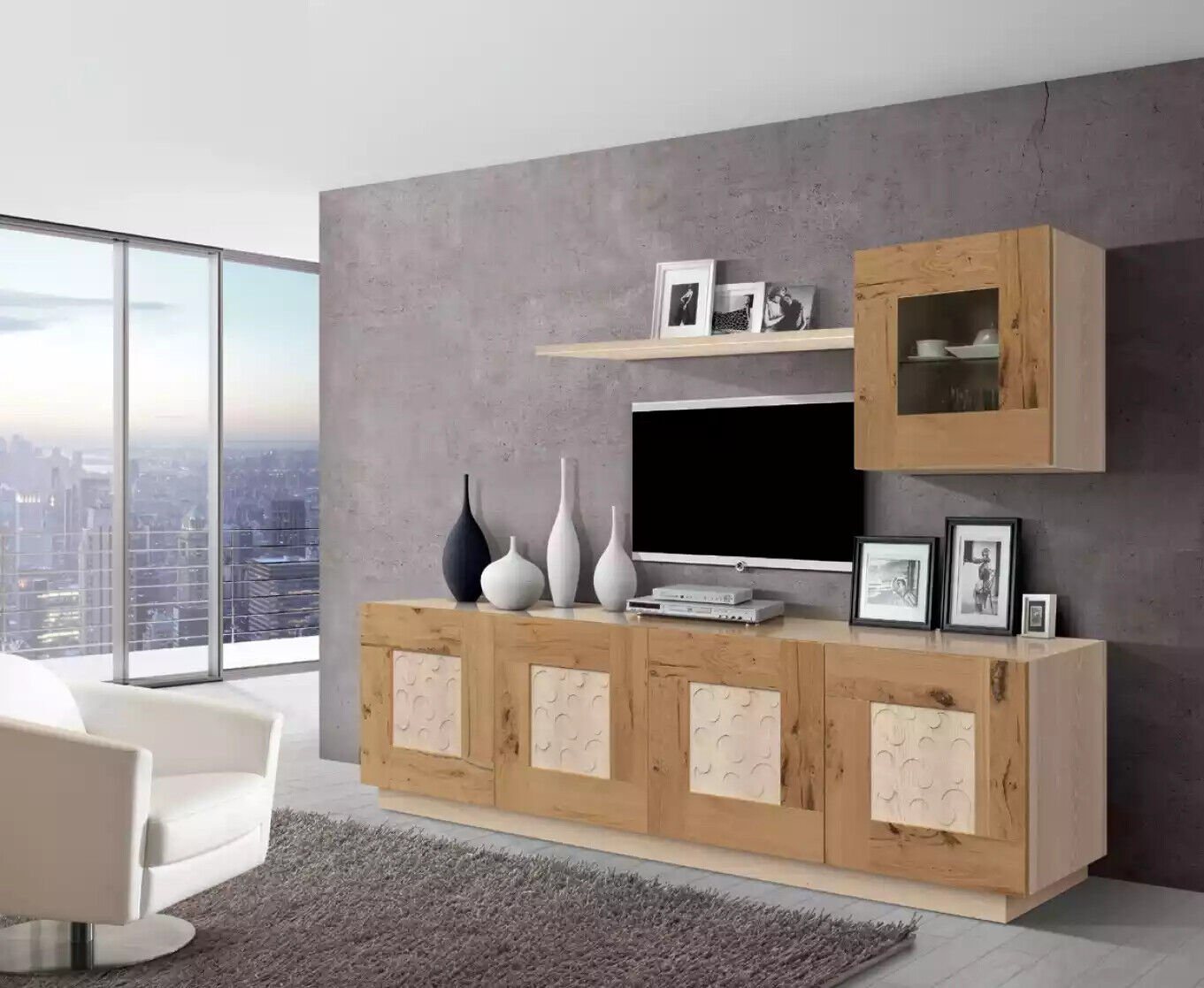 JVmoebel TV-Wand TV-Ständer SeitenschrankModerne Wohnwand Wohnzimmer Set Modern 3tlg, (Wohnwand), Made in Italya von JVmoebel