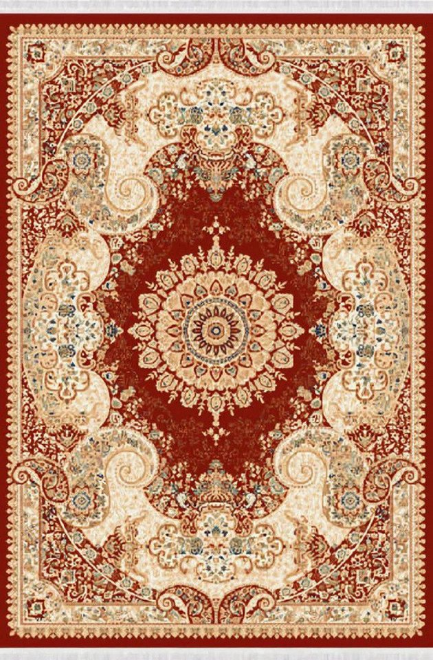JVmoebel Teppich Orient Teppich Wohnzimmerteppich Kurzflor Bordüre Klassisch Rot Beige, Rechteckig, Made in Europa von JVmoebel