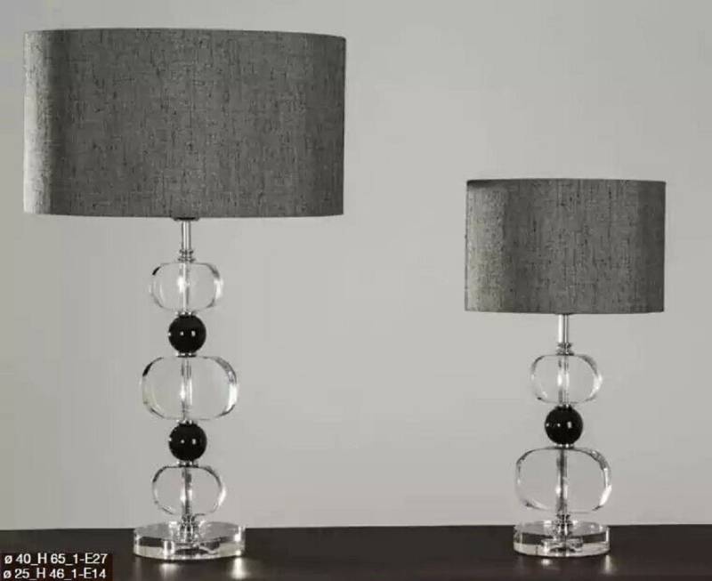 JVmoebel Tischleuchte Grau Tischlampe Kristalllüster Zeitgenössische Beleuchtungskörper, Leuchtmittel wechselbar, Made in Europa von JVmoebel