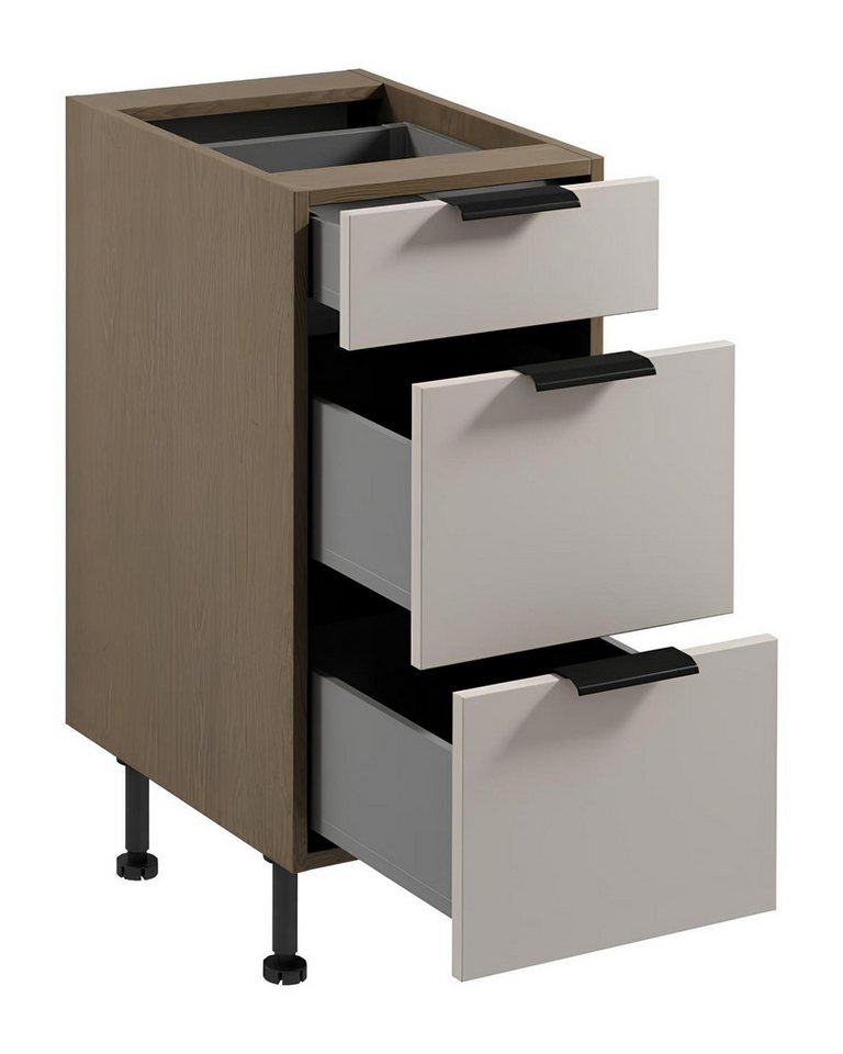 JVmoebel Unterschrank Küchenschrank Unterschrank 3 Schubladen Holz Grau Küchenmöbel (1-St., Unterschrank) Made in Europe von JVmoebel