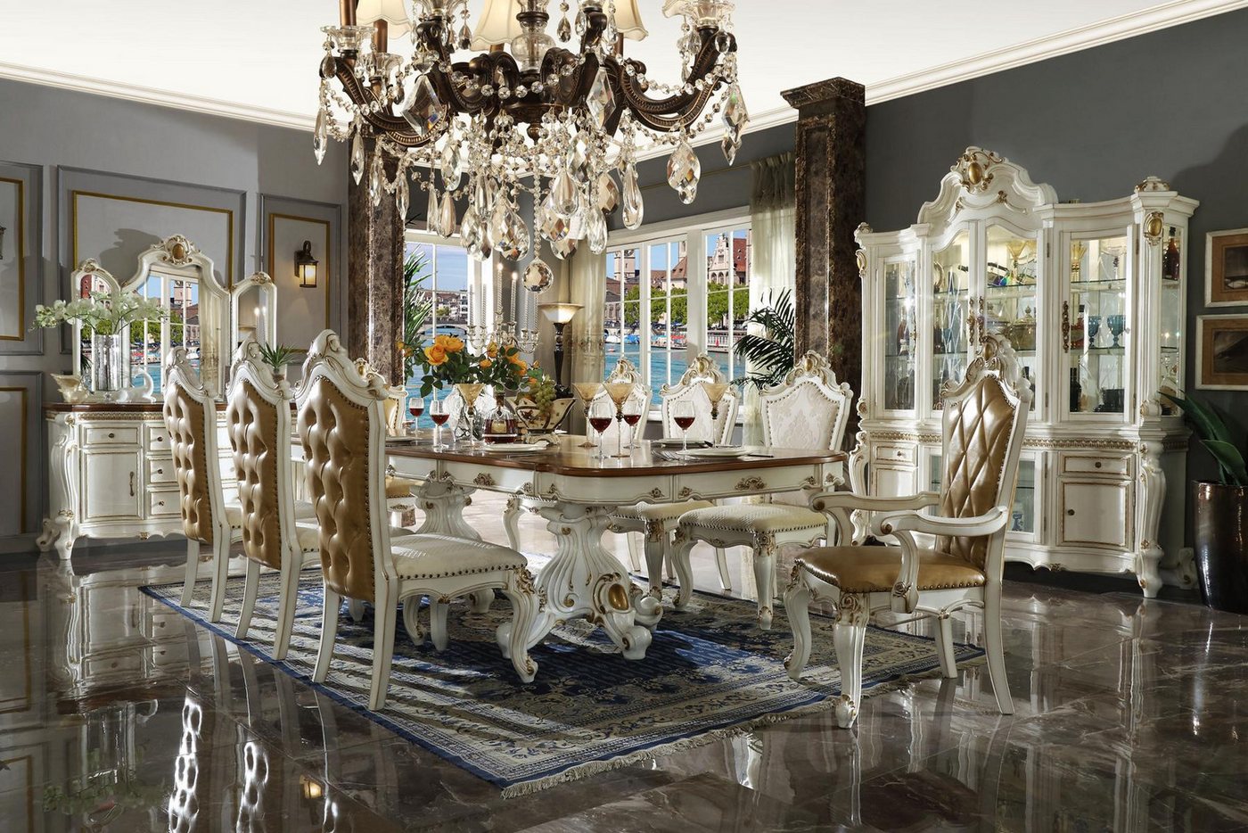 JVmoebel Vitrine Antiker Barock Vitrinenschrank aus Glas im Rokoko-Stil (1-St) Made in Europa von JVmoebel