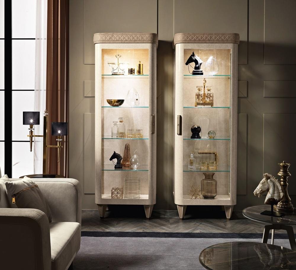 JVmoebel Vitrine Beiger Aktenschrank mit Glastüren aus Holz für Aufbewahrung (1-St., Vitrine) Made in Europa von JVmoebel