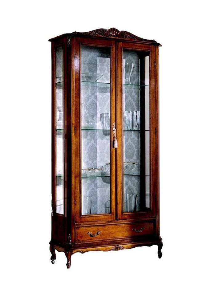 JVmoebel Vitrine Designer Luxus Holz Vitrine Braun 2 Glas Türen 1 Schublade Made in Europa JVmoebel Vitrine Designer Luxus Holz Vitrine Braun 2 Glas Türen 1 Schublade Made in Europa von JVmoebel