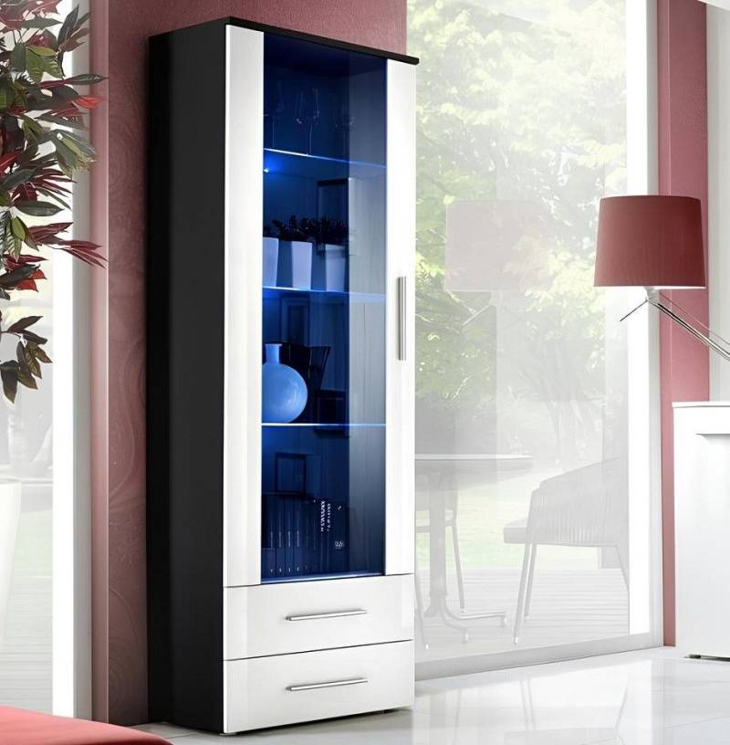JVmoebel Vitrine Designer Schwarz Vitrine Regal Holz Schrank Wohnzimmer Einrichtung (1-St., 1x Vitrine) Made in Europa von JVmoebel