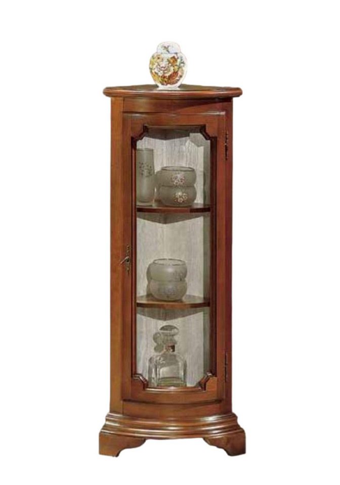 JVmoebel Eckvitrine Eck Vitrine Glas Schrank Wohnzimmer Schaufenster Luxus Braun Vitrinen (1-St., Eckvitrine) Made in Europa von JVmoebel