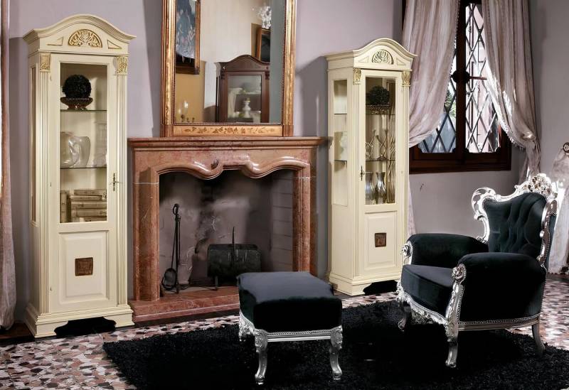 JVmoebel Vitrine Edle Antik Stil Schrank Schaufenster Wohnzimmer Glas Set neu Weiß Made in Europa von JVmoebel
