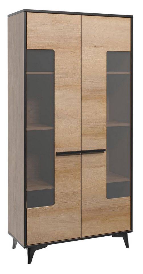 JVmoebel Vitrine Glas Kommode aus Holz, brauner Vitrinenschrank für Stil und Stil Made in Europa von JVmoebel