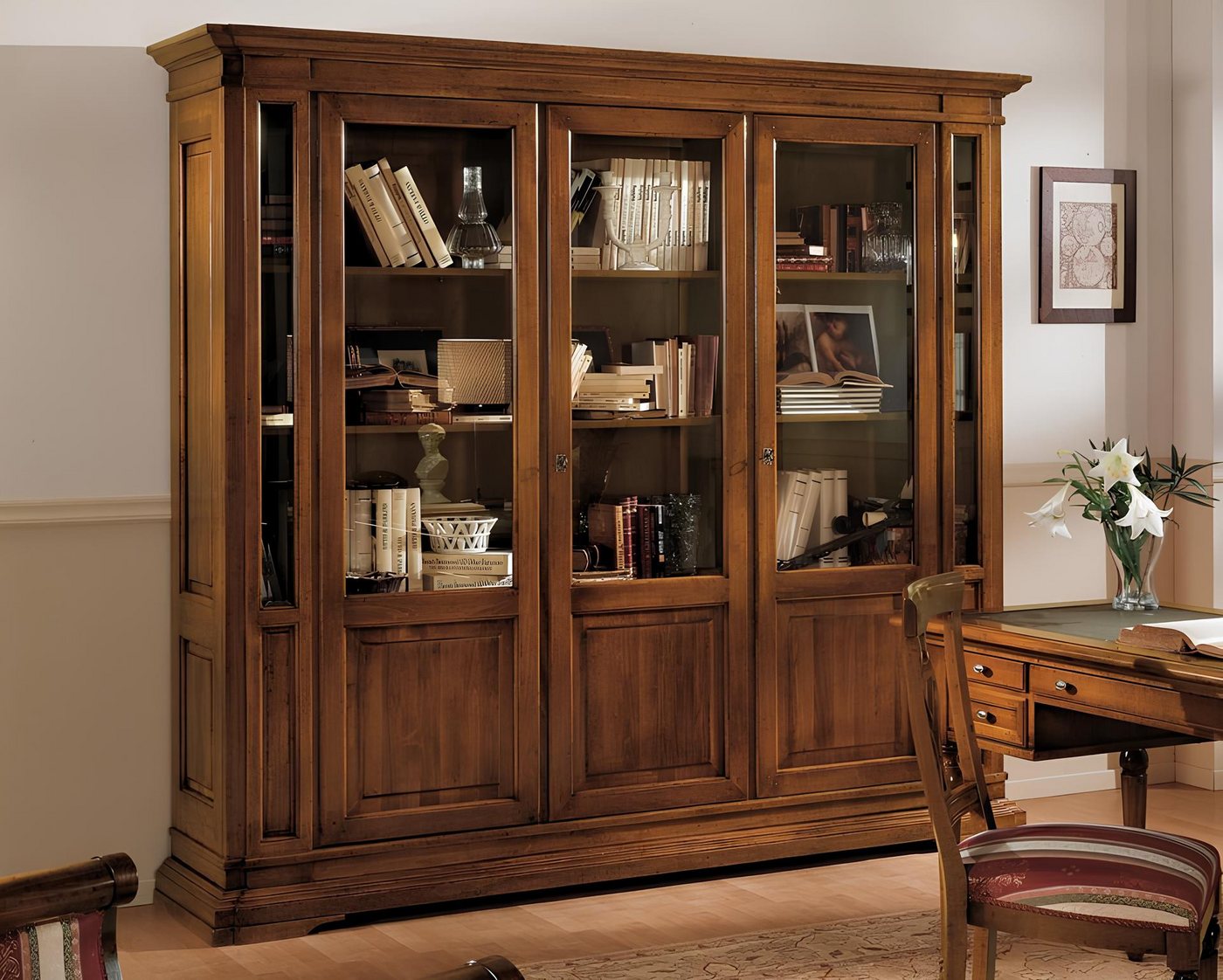 JVmoebel Vitrine Holz Bücherregal Vitrine Schrank Wohnzimmer Büro Regal Made in Italy von JVmoebel