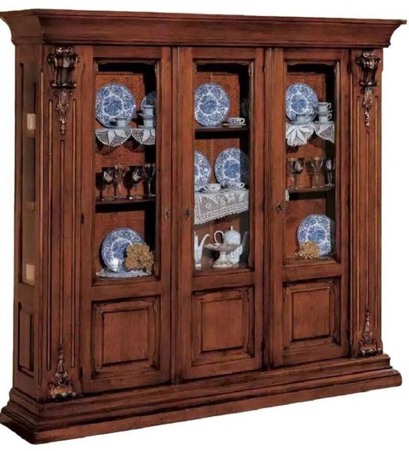 JVmoebel Vitrine Klassische Vitrine Anrichte Möbel Regale Massivholz Braun (1-St., Vitrine) Made in Europa von JVmoebel