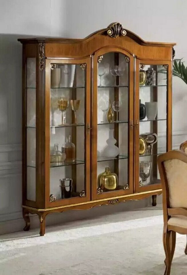 JVmoebel Vitrine Klassische Vitrine Holz Luxus Glas Schrank Holz Regal Vitrinen (1-St., Vitrine) Made in Europa von JVmoebel