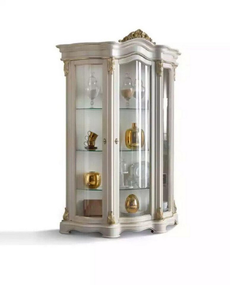 JVmoebel Vitrine Klassische Vitrine Holz Schrank Weiß Schränke Wohnzimmer Glas (1-St., Vitrine) Made in Europa von JVmoebel