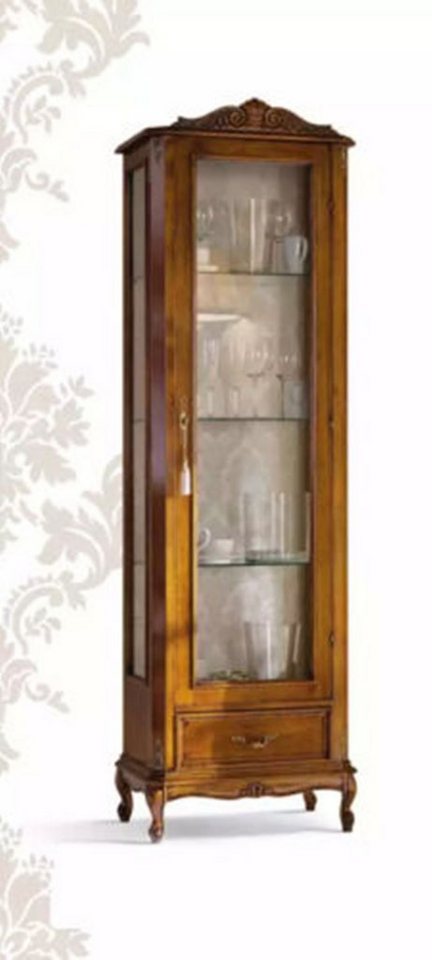 JVmoebel Vitrine Klassischer Brauner Vitrine mit Schublade Glas Designer Holz neu (1-St., Vitrine) Made in Italy von JVmoebel