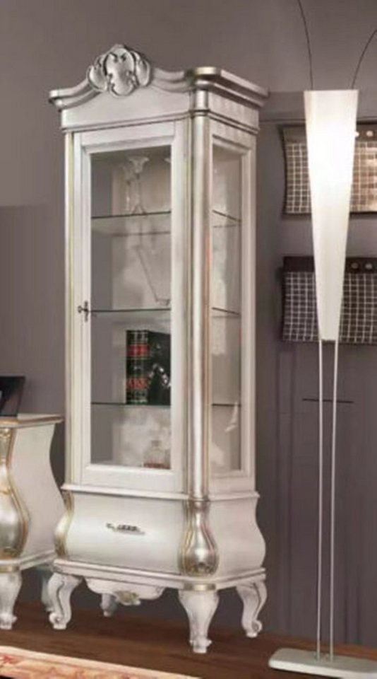JVmoebel Vitrine Luxuriöser Holzschrank mit Glas Klassische Weiße Möbel (1-St., Vitrine) Made in Europa von JVmoebel