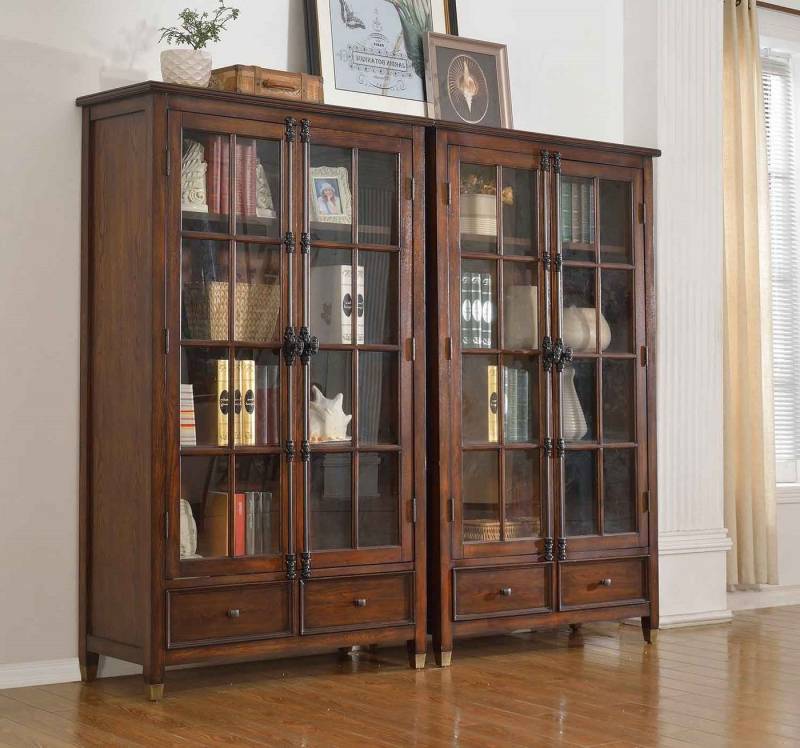 JVmoebel Vitrine Set 2x Kommoden Vitrinen Glas Schrank Glasschrank Vitrinenschrank Holz Made in Europa von JVmoebel
