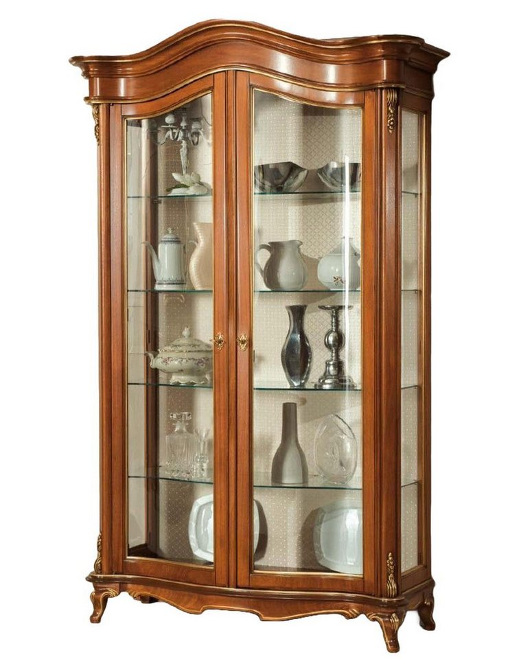 JVmoebel Vitrine Massivholz Vitrinen Glas Schrank Echtholz Wohnzimmer Möbel Anrichte Made in Europa von JVmoebel