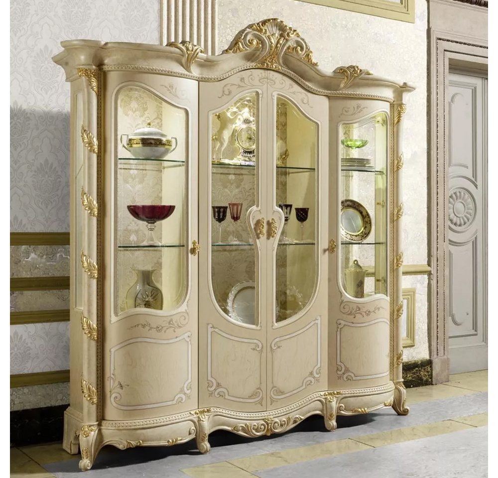 JVmoebel Vitrine Schrank Echtholz Anrichte Wohnzimmer Möbel Massive Holz Vitrinen Glas Made in Europa von JVmoebel