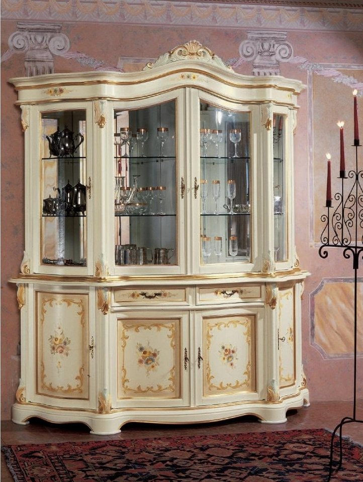 JVmoebel Vitrine Vitrinen Glas Schrank Vitrine Wohnzimmer Holz Anrichte Italienische von JVmoebel