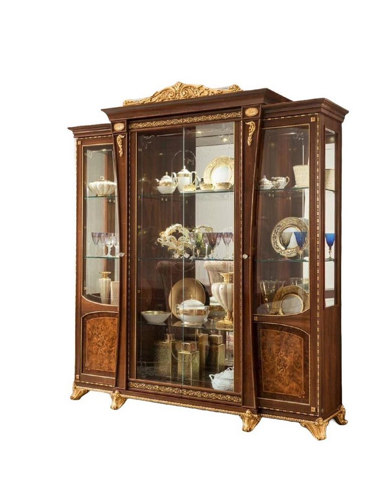 JVmoebel Vitrine Vitrinen Holz Glas Schrank Echtholz Vitrine Wohnzimmer Möbel Italien Made in Europa von JVmoebel