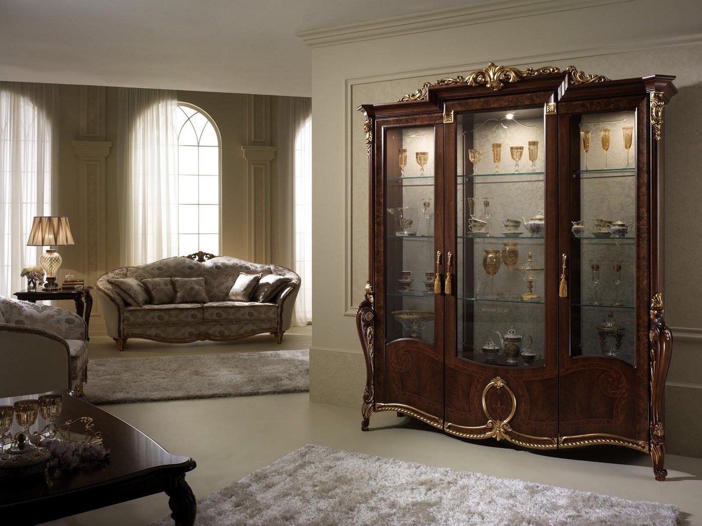 JVmoebel Vitrine arredoclassic™ XXL Vitrine Glas Wandschrank Vitrinen Regal Barock von JVmoebel