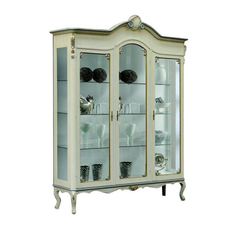 JVmoebel Vitrine Italienische Holz Möbel Barock Schrank Weiß Wohnzimmer xxl Weiß Made in Europa von JVmoebel