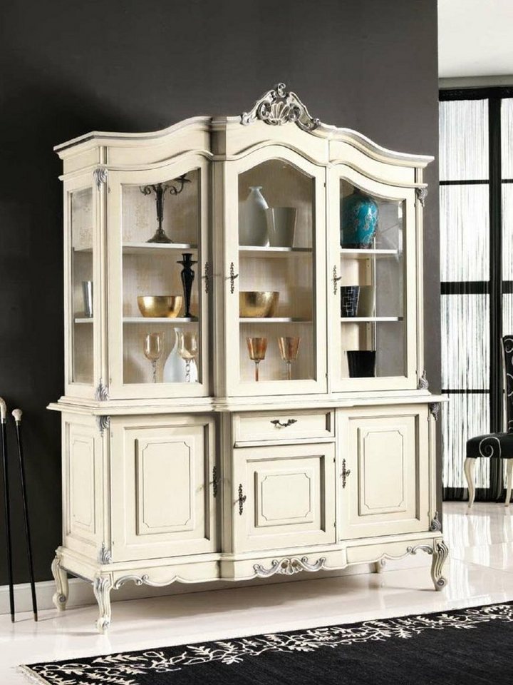 JVmoebel Vitrine weiße Vitrine Italienische Luxus Möbel Vitrinen Glas Schränke (2-St) Made in Europa von JVmoebel