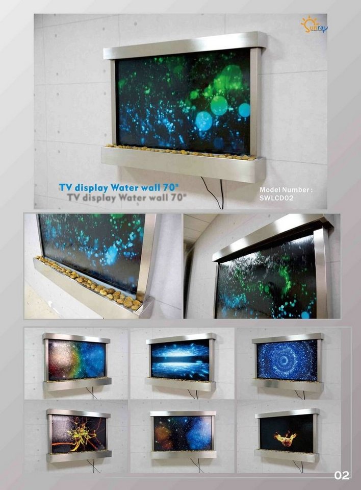 JVmoebel Wandpaneel, LED Wasserwand Designer Wasser Säulen Wasserfall Bild Rahmen 138x98 von JVmoebel