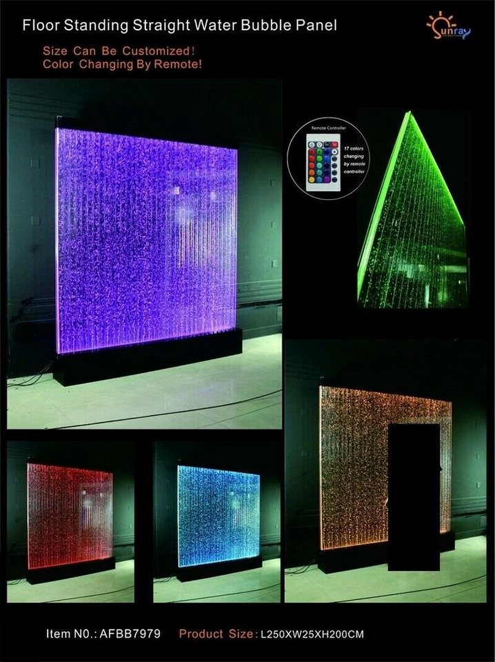 JVmoebel Wandpaneel, Wandpaneel Trennwand Wasser Wand LED Wasserwand Design Beleuchtet von JVmoebel