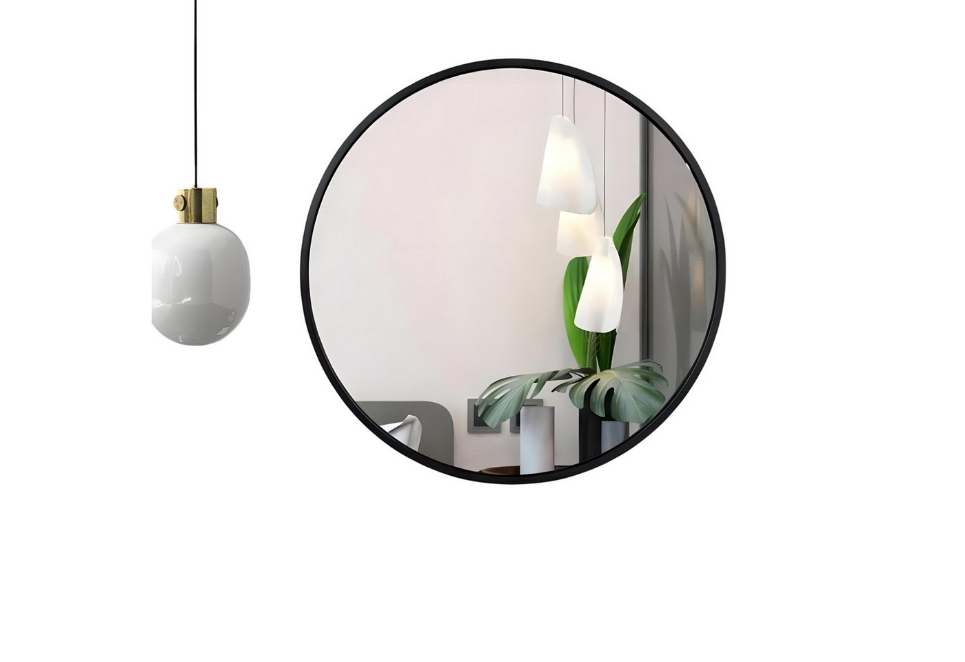 JVmoebel Wandspiegel Runder Loft-Wandspiegel mit schwarzem Rahmen – Stilvoll & Modern, Made in Europe von JVmoebel