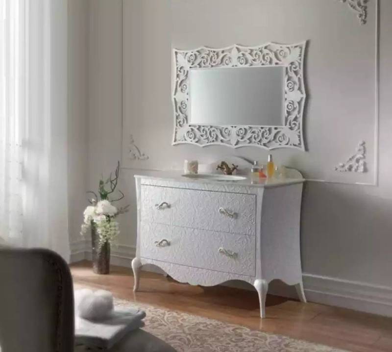 JVmoebel Waschbeckenschrank Badezimmermöbel Set mit Waschbecken, Spiegel und Unterschrank (2-St., 1x Kommode mit Waschbecken + 1x Spiegel) Made in Europa von JVmoebel