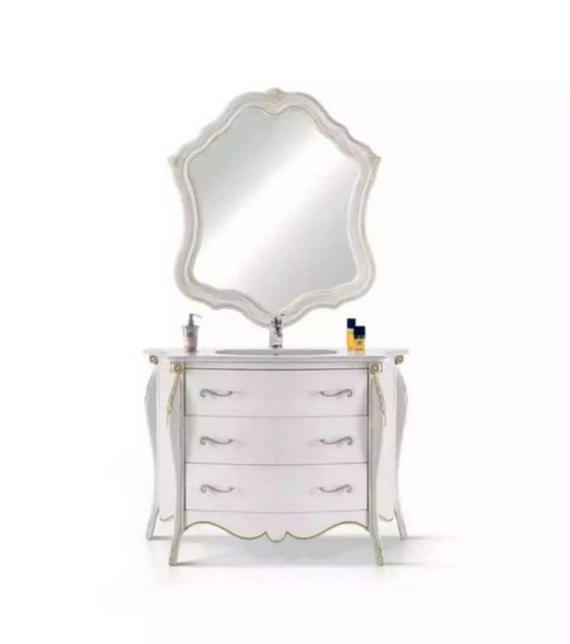 JVmoebel Badezimmer-Set Kommode mit Waschbecken Spiegel Waschtisch Badezimmerschrank, (2-St., 1x Kommode mit Waschbecken + 1x Spiegel), Made in Europa von JVmoebel