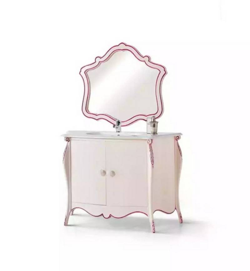 JVmoebel Waschbeckenschrank Kommode mit Waschbecken im Italy Stil für das Bad (1-St., 1x Kommode mit Waschbecken + 1x Spiegel) Made in Europa von JVmoebel