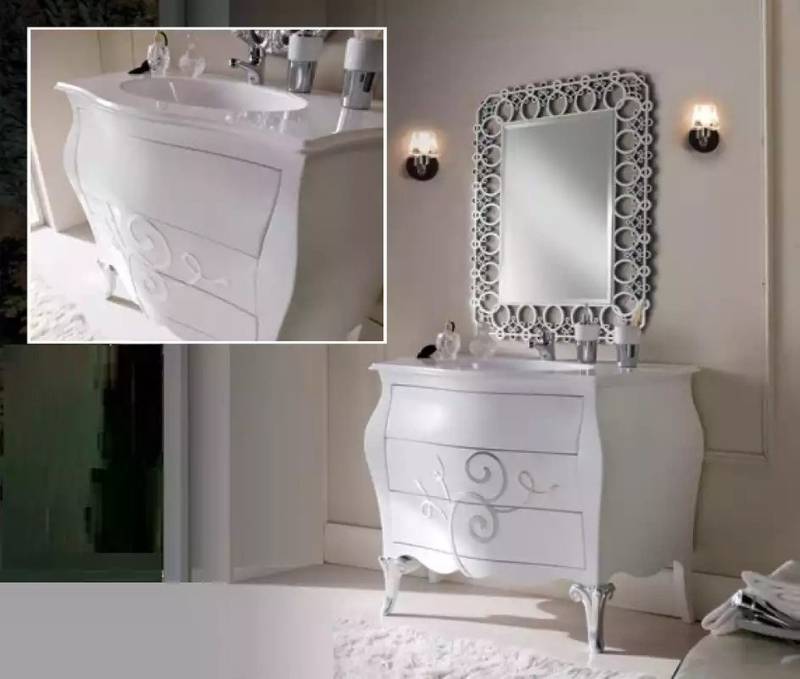 JVmoebel Waschbeckenschrank Waschtisch Badezimmer Waschbecken mit Aufsatz Becken Unterschrank (2-St., 1x Kommode mit Waschbecken + 1x Spiegel) Made in Europa von JVmoebel