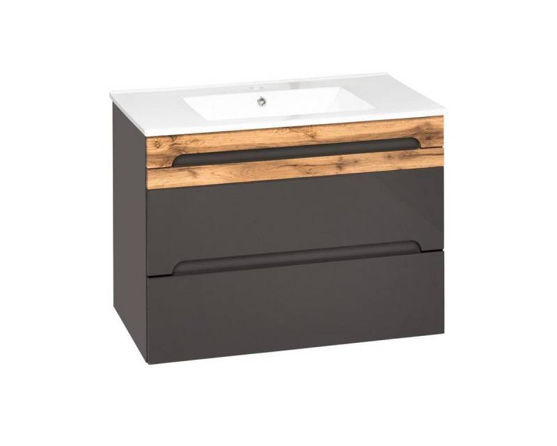 JVmoebel Waschtisch Badmöbel 80cm Waschtisch Schublade Hängeschrank, Made in Europa von JVmoebel