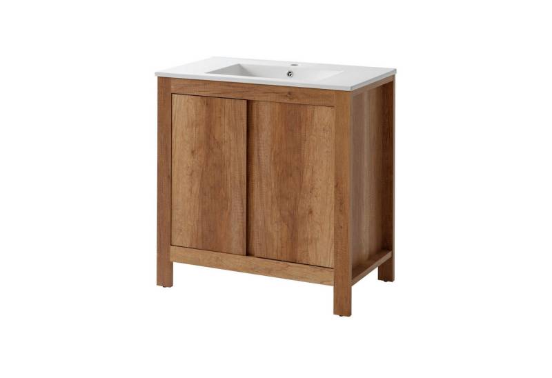 JVmoebel Waschtisch Badmöbel 80cm Waschtisch Schublade Hängeschrank, Made in Europa von JVmoebel