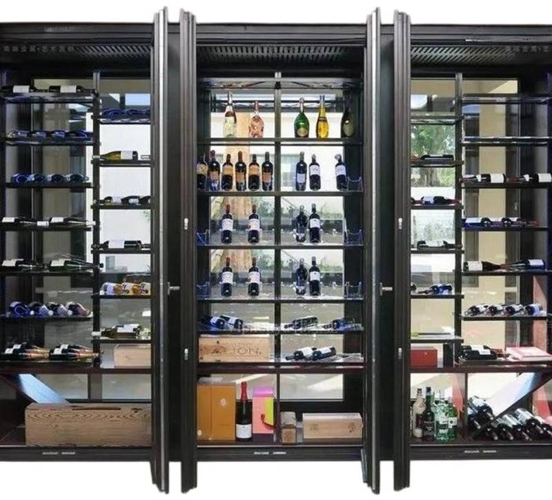 JVmoebel Weinschrank Design-Weinschrank Schwarz aus Edelstahl – Flaschenregal & Weinlager (1-St) Made in Europe von JVmoebel