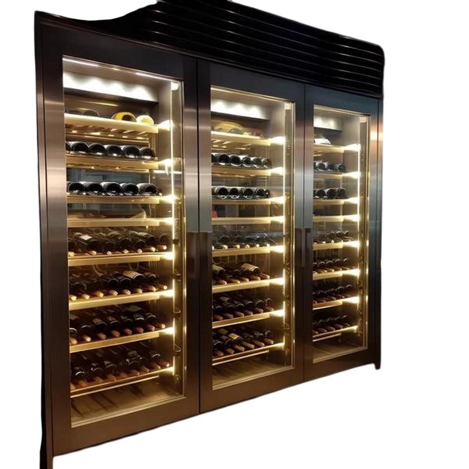 JVmoebel Weinschrank Edelstahl Weinschrank Weinkühlschrank in Silber – Weinmöbel & Ständer (1-St) Made in Europe von JVmoebel