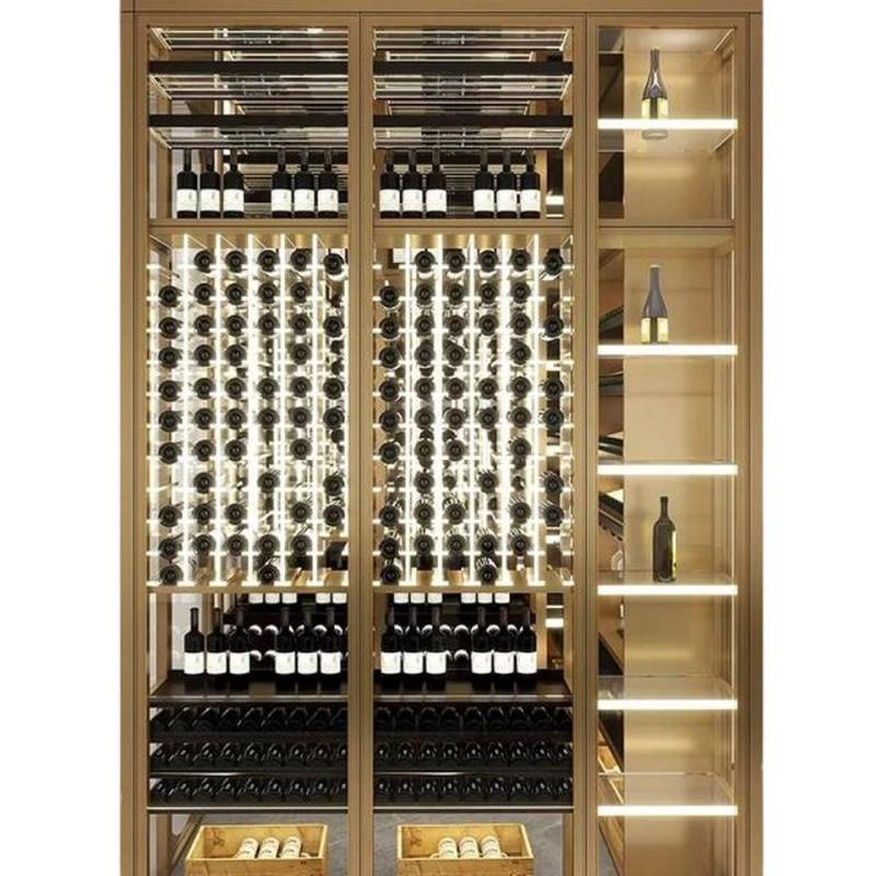 JVmoebel Weinschrank Eleganter Weinschrank aus Edelstahl in Gold mit Doppeltemperaturzone (1-St) Made in Europe von JVmoebel
