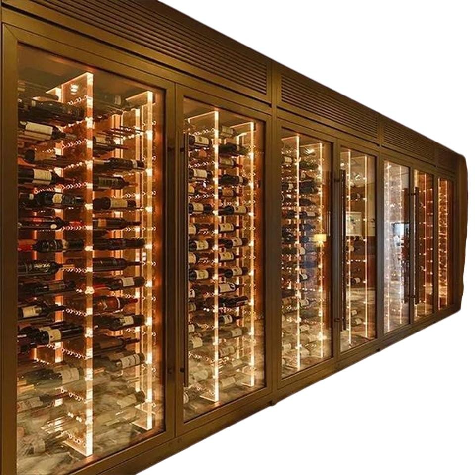 JVmoebel Weinschrank Eleganter Weinschrank aus Edelstahl in Gold mit Dual-Zonen-Kühlung (1-St) Made in Europe von JVmoebel