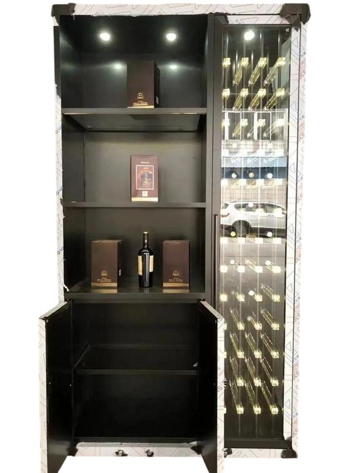 JVmoebel Weinschrank Eleganter Weinschrank aus Edelstahl in Schwarz mit modernem Design (1-St) Made in Europe von JVmoebel