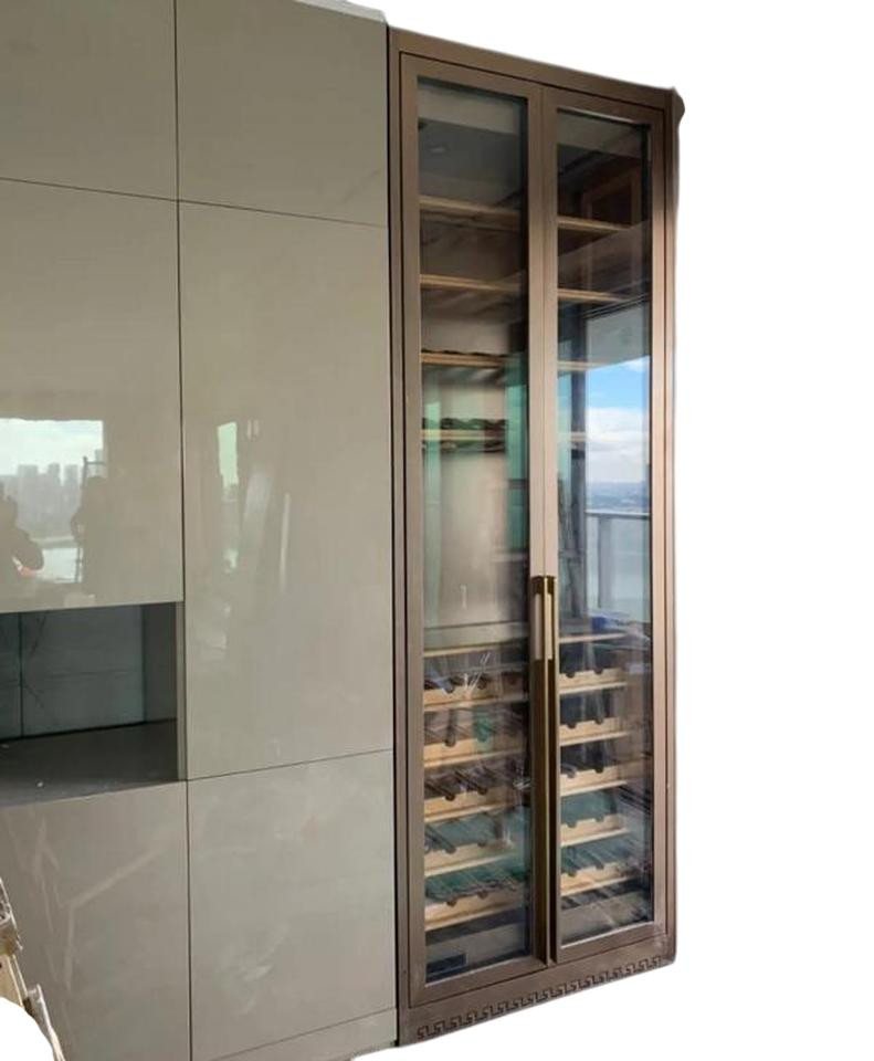 JVmoebel Weinschrank Goldener Weinschrank aus Edelstahl mit Dual-Zone Temperaturregelung (1-St) Made in Europe von JVmoebel