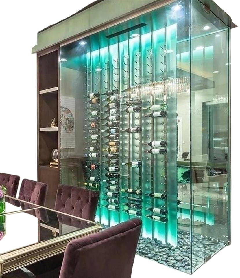 JVmoebel Weinschrank Moderner Weinschrank aus Edelstahl und Glas in Silber oder Schwarz (1-St) Made in Europe von JVmoebel